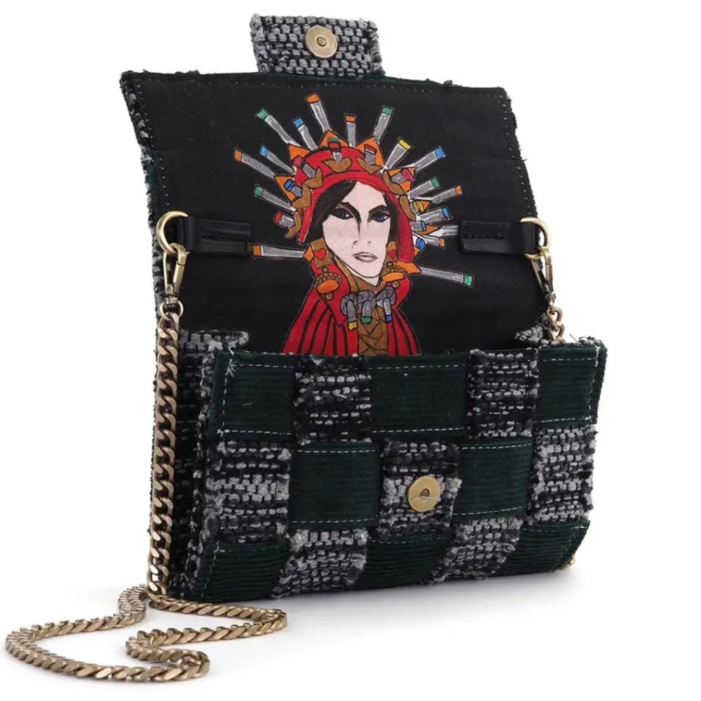 Kooreloo Black Corduroy Pixel Orbit Clutch